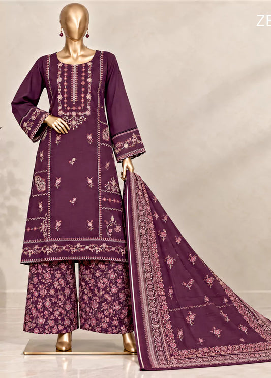 Bin Saeed 3 Piece Embroidered Stitched Khaddar KD-32