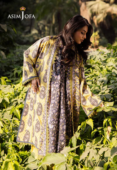 AJUBJ-33 PRINTED LAWN 3 PC - ASIM JOFA
