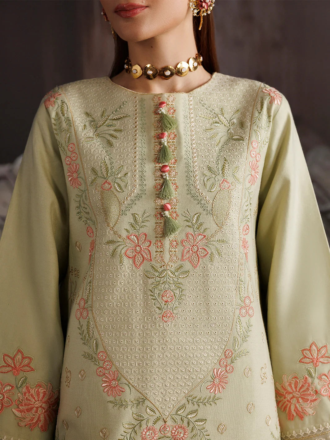 Kaya By Mahnur EMB 3 PC PEACH LEATHER | KA-02