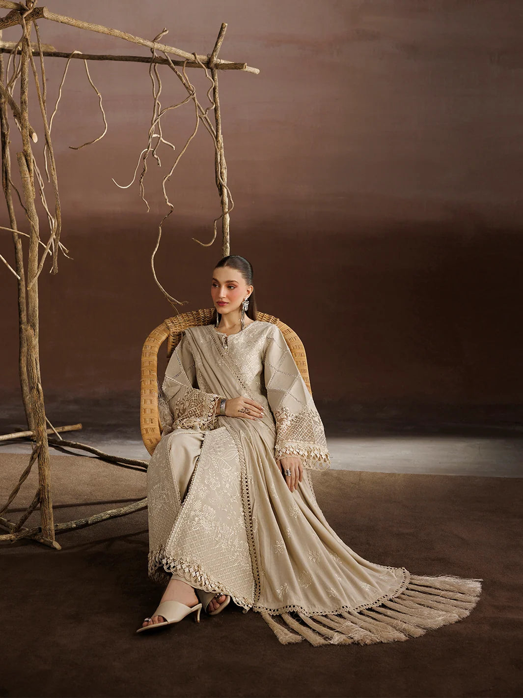 Kaya By Mahnur EMB 3 PC PEACH LEATHER | KA-04