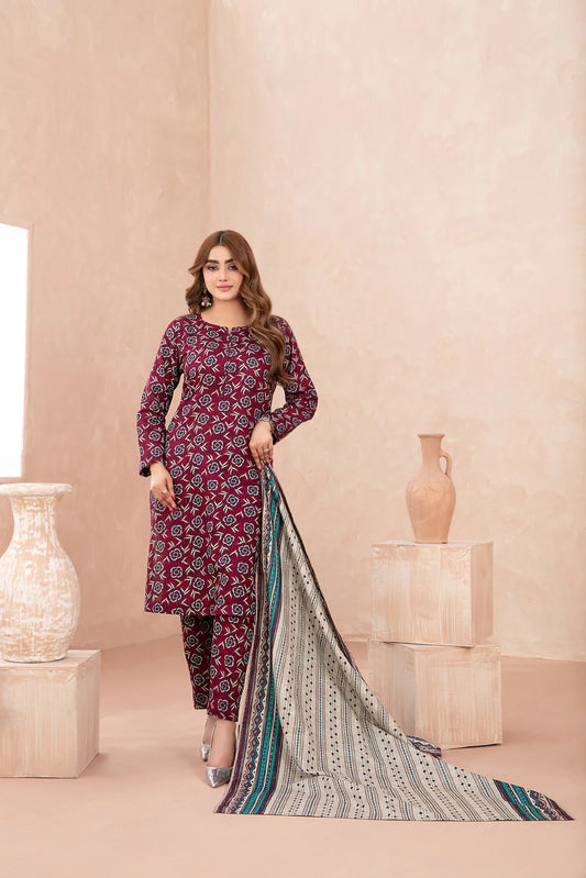 Nazli D-5645 | 3-Piece Unstitched Digital Printed Cross Khaddar  by Tawakkal Fabrics