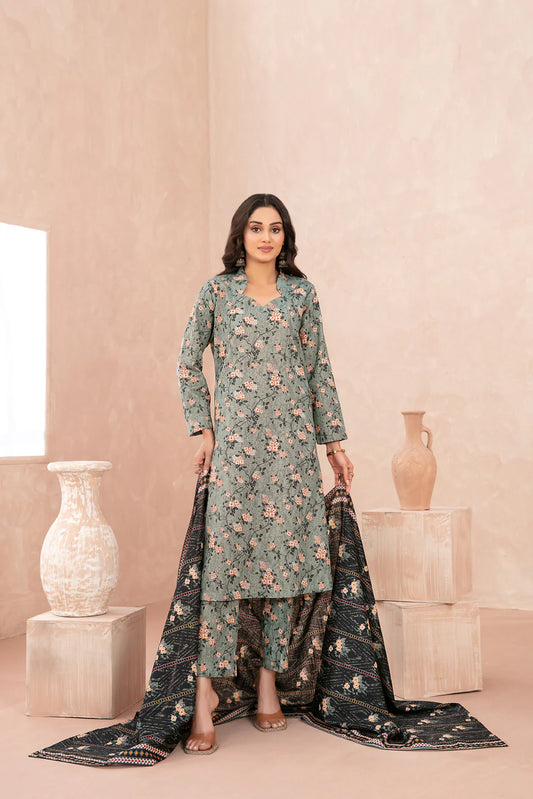 Nazli D-5652 (S) | 3-Piece Stitched Rotary Printed Khaddar Collection 2025 by Tawakkal Fabrics