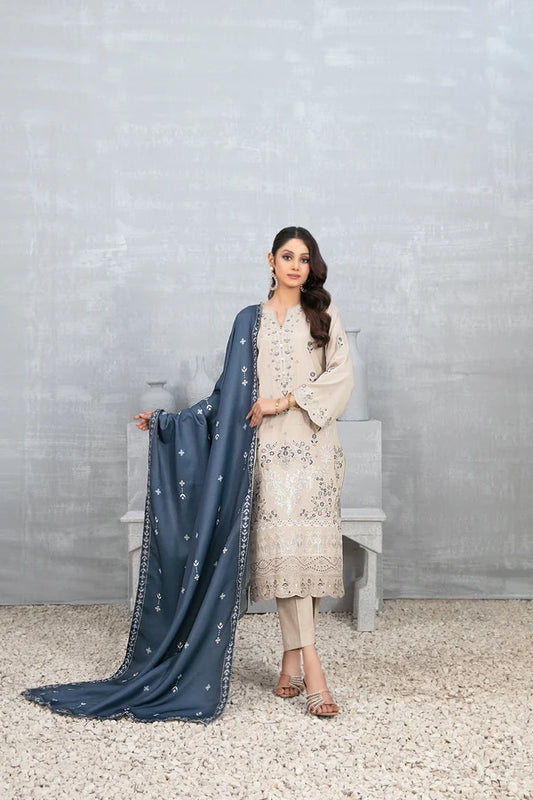 Tawakkal "Muhsina" Staple Linen 3-Piece Suit (D5491) - Off-White