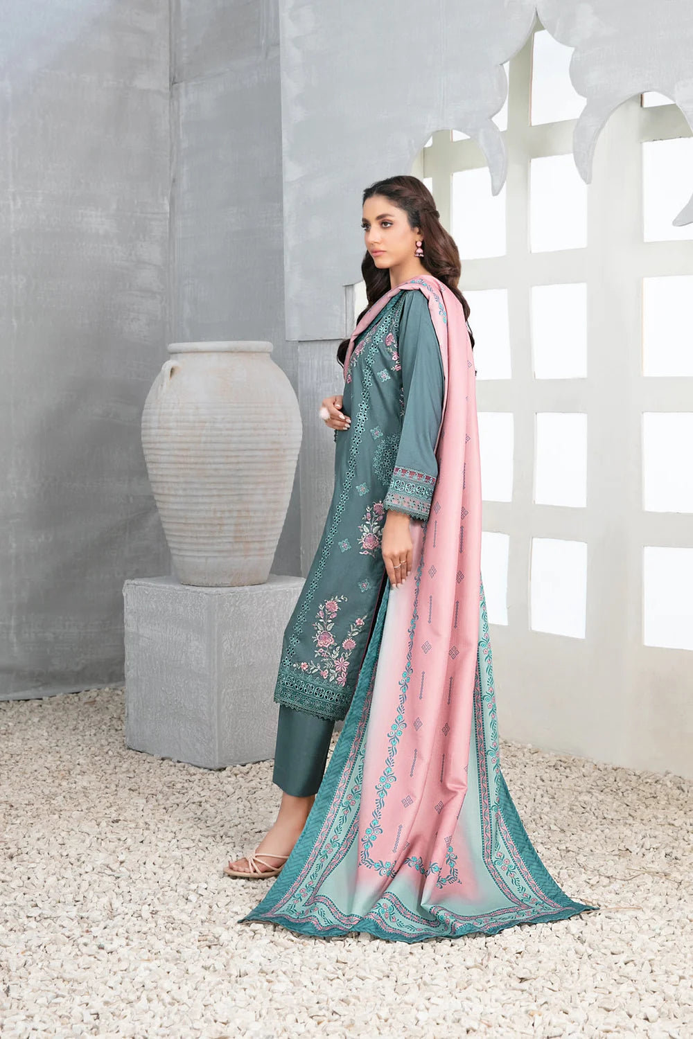 Tawakkal "Muhsina" Staple Linen 3-Piece Suit (D5493) - Light Blue
