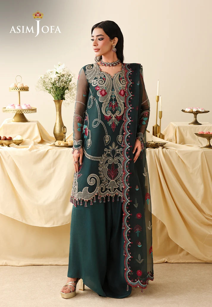 AJULIH-04 | ASIM JOFA Embroidered Net Unstitched 3 Pcs
