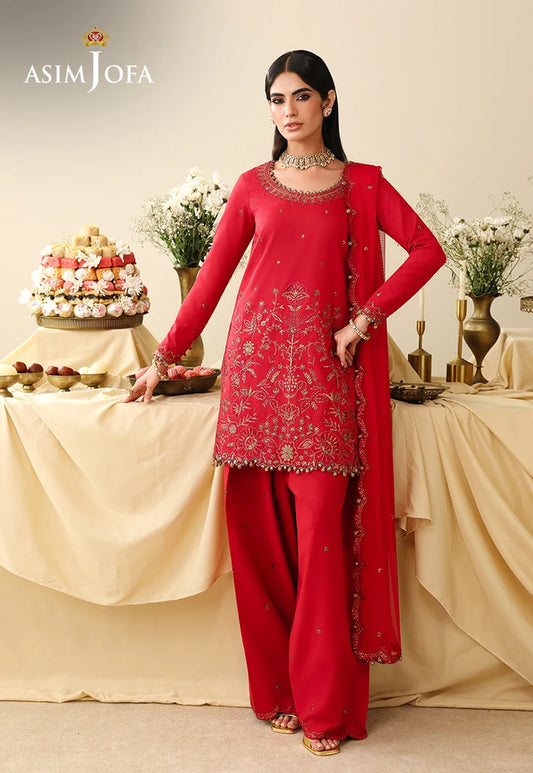 AJULIH-08 | ASIM JOFA Embroidered Net Unstitched 3 Pcs