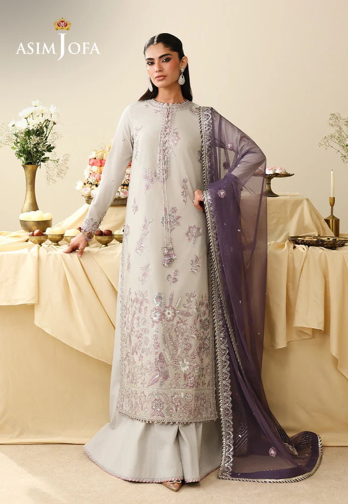 AJULIH-09 | ASIM JOFA Embroidered Net Unstitched 3 Pcs