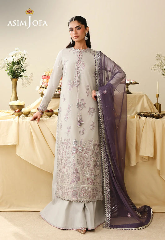 AJULIH-09 | ASIM JOFA Embroidered Net Unstitched 3 Pcs
