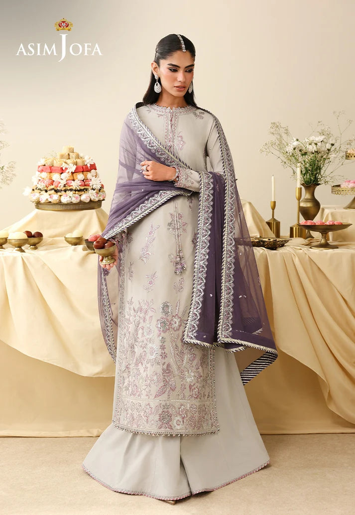AJULIH-09 | ASIM JOFA Embroidered Net Unstitched 3 Pcs