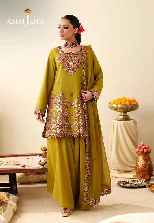 AJULIH-07 | ASIM JOFA Embroidered Net Unstitched 3 Pcs