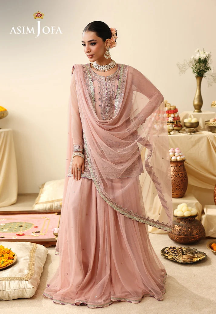 AJULIH-01 | ASIM JOFA Embroidered Net Unstitched 3 Pcs