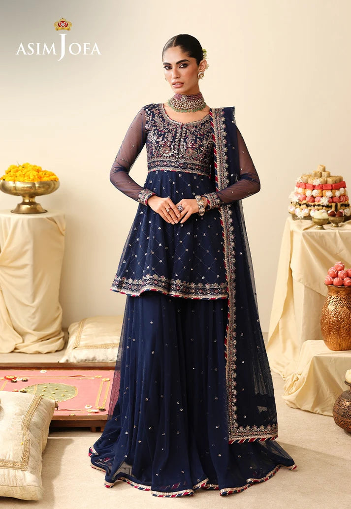 AJULIH-02 | ASIM JOFA Embroidered Net Unstitched 3 Pcs