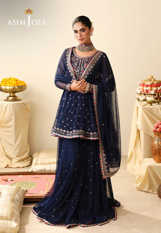 AJULIH-02 | ASIM JOFA Embroidered Net Unstitched 3 Pcs