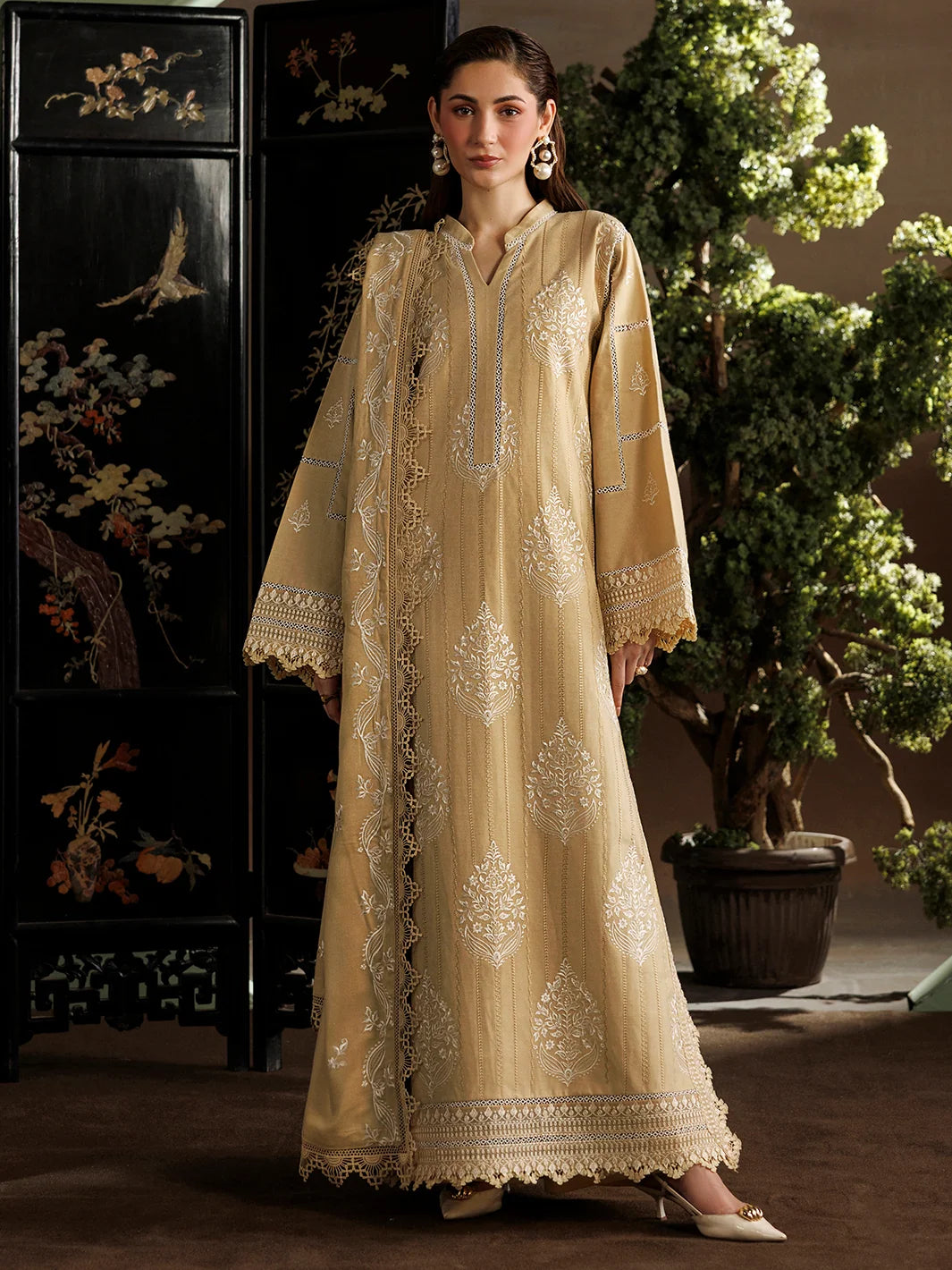 Kaya By Mahnur EMB 3 PC PEACH LEATHER | KA-05