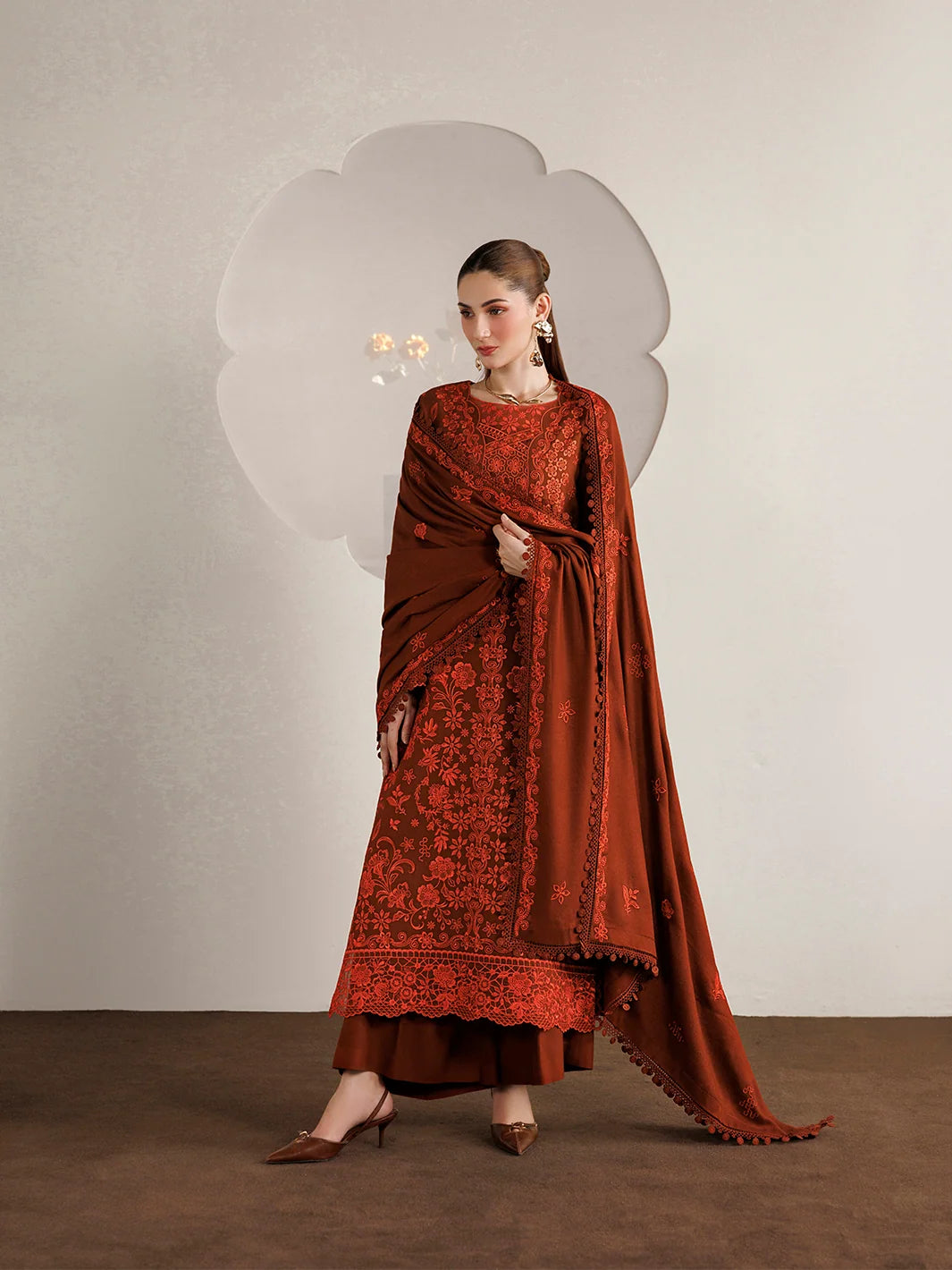 Kaya By Mahnur EMB 3 PC PEACH LEATHER | KA-07