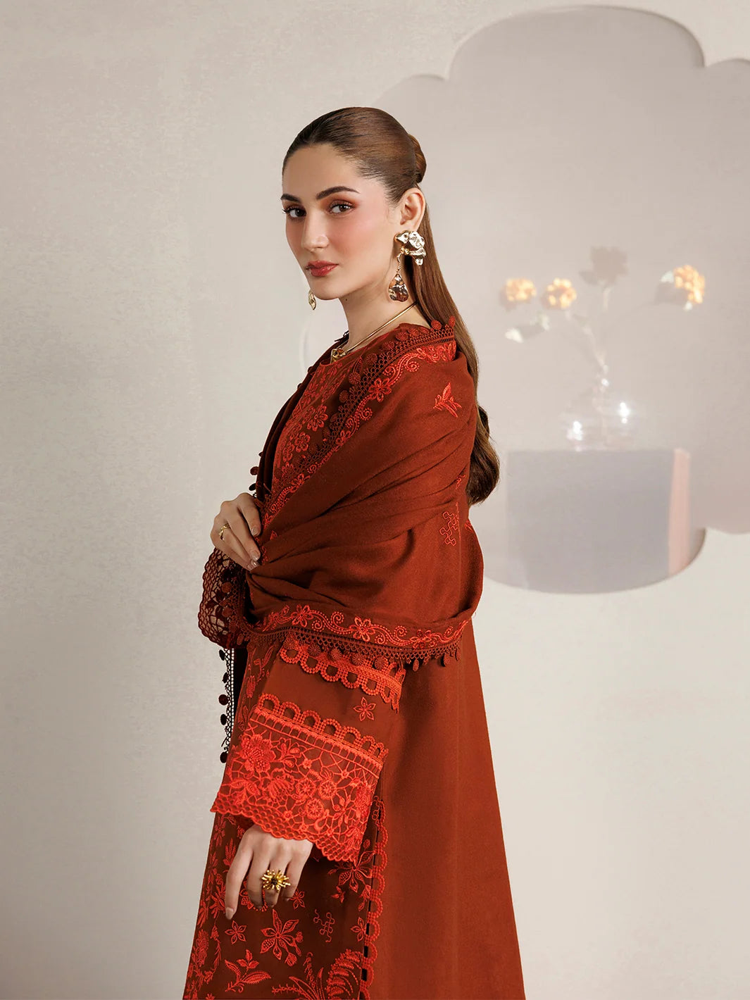 Kaya By Mahnur EMB 3 PC PEACH LEATHER | KA-07