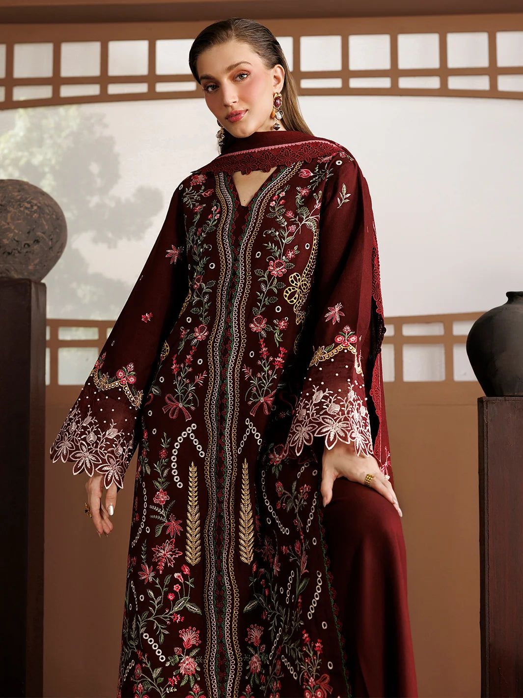 Kaya By Mahnur EMB 3 PC PEACH LEATHER | KA-09