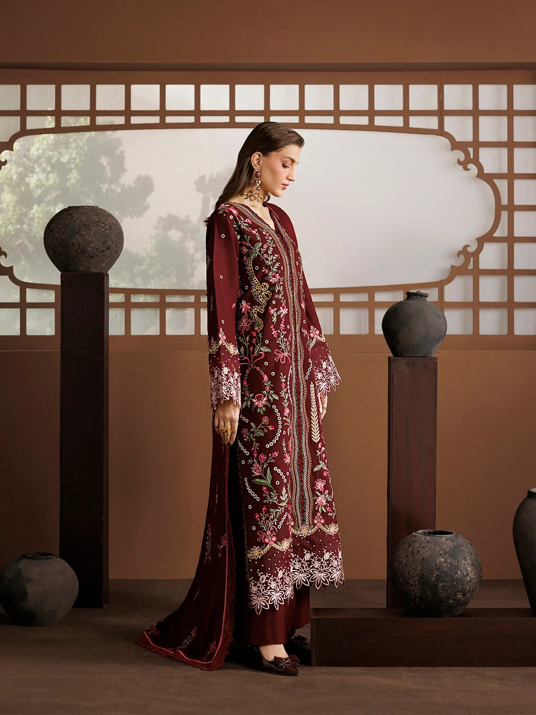 Kaya By Mahnur EMB 3 PC PEACH LEATHER | KA-09