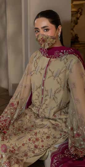 Chandani Kuch Khas By Flossie Premium Chiffon 3pc Unstitched Suit - CH-108