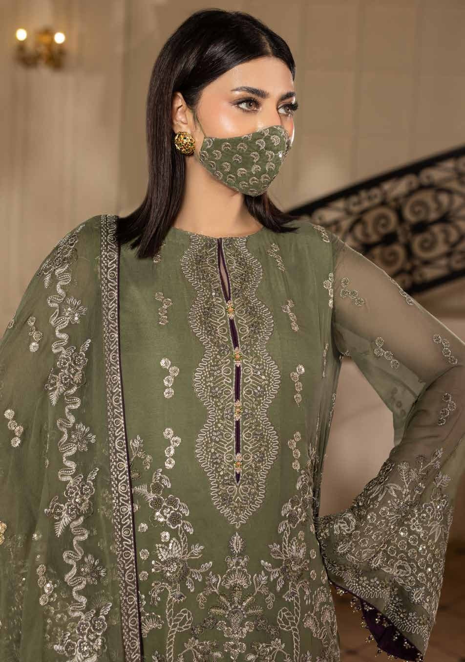 Chandani Kuch Khas By Flossie Premium Chiffon 3pc Unstitched Suit - CH-101