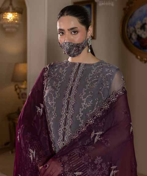 Chandani Kuch Khas By Flossie Premium Chiffon 3pc Unstitched Suit - CH-109