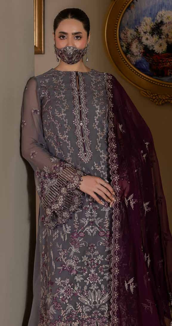 Chandani Kuch Khas By Flossie Premium Chiffon 3pc Unstitched Suit - CH-109