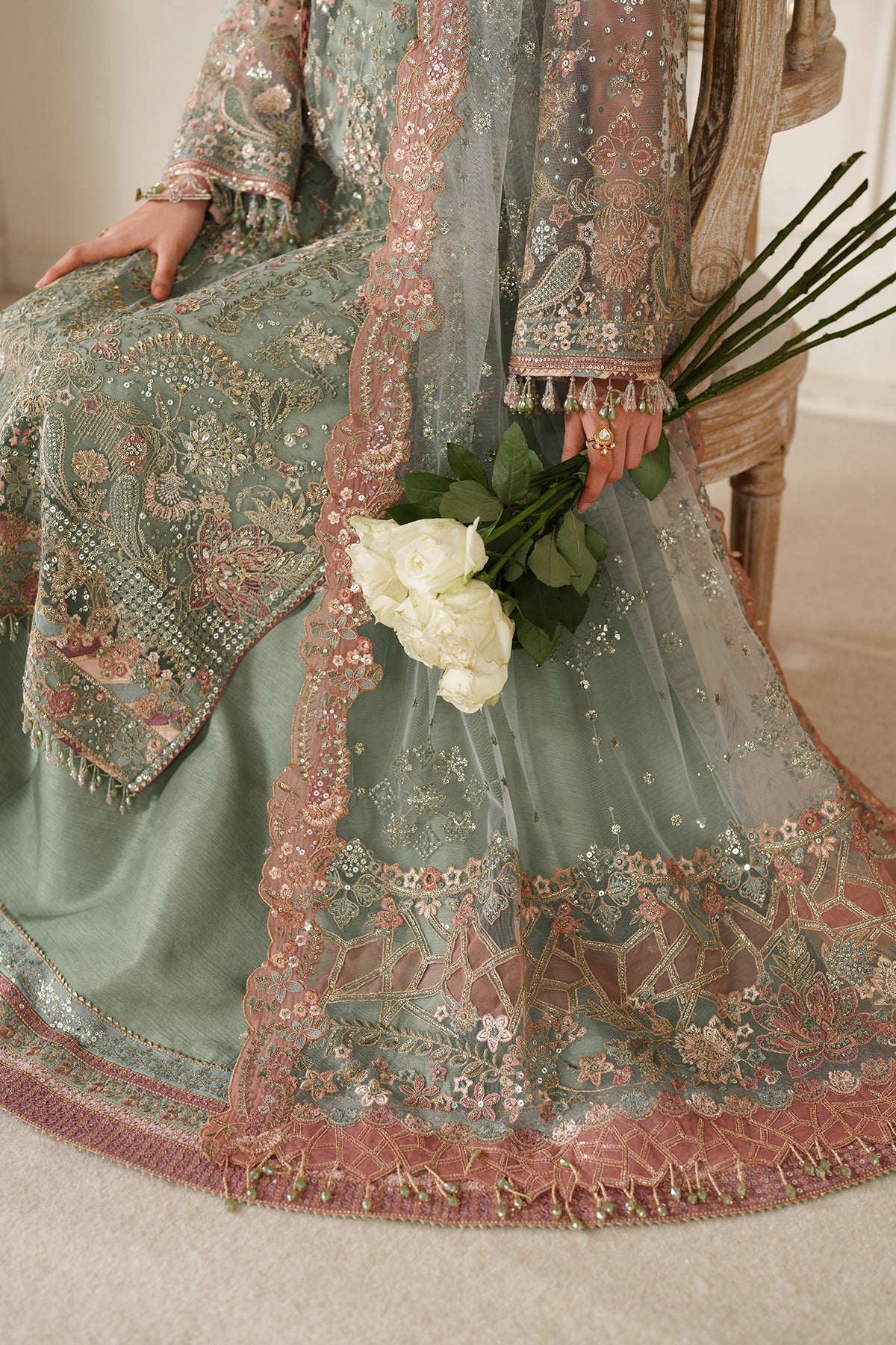 EMBROIDERED NET CH14-06 UNSTITCHED|BAROUQE