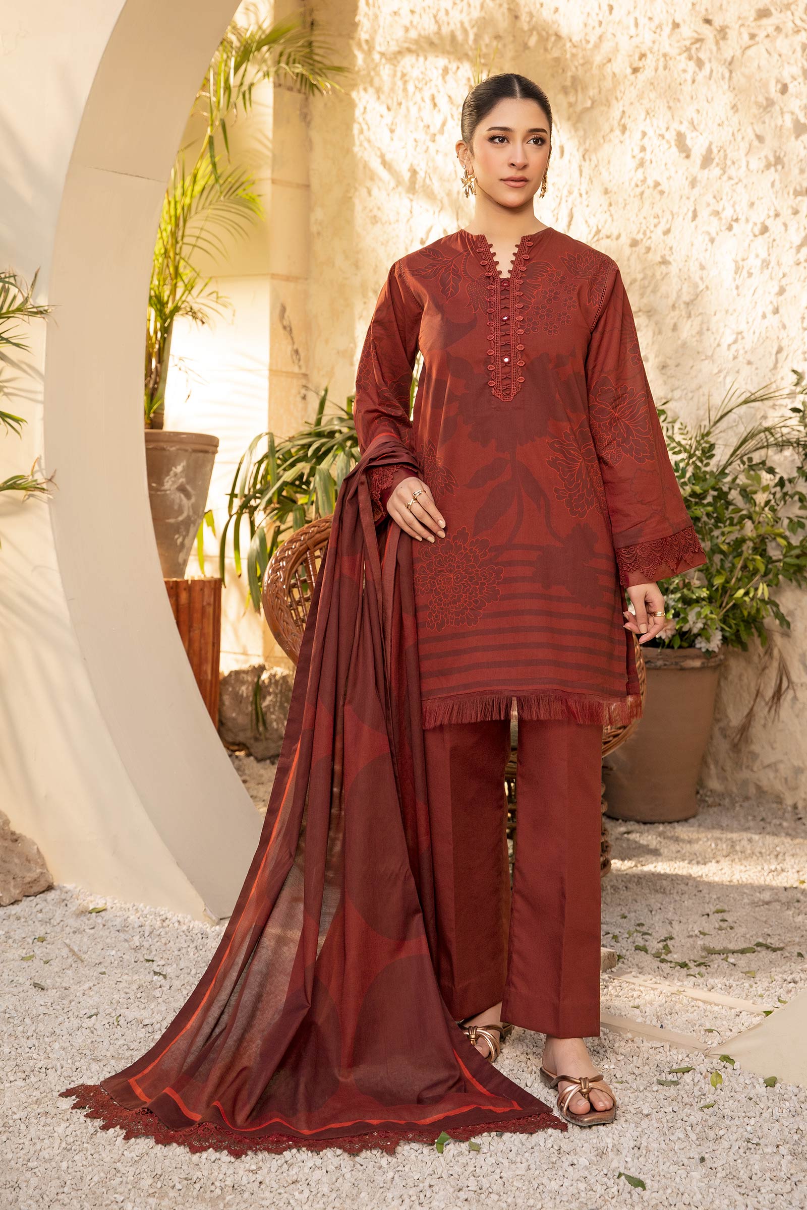 3 Pc Unstitched Printed Lawn Suit | MB-ELHV1-12 | M BASICS
