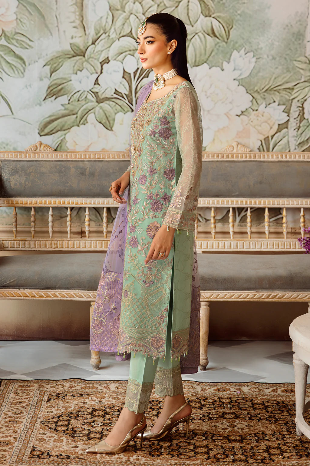 M-1204 | Ramsha Minhal Organza Collection Vol 12