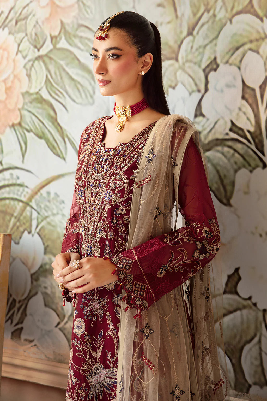 M-1201 | Ramsha Minhal Organza Collection Vol 12