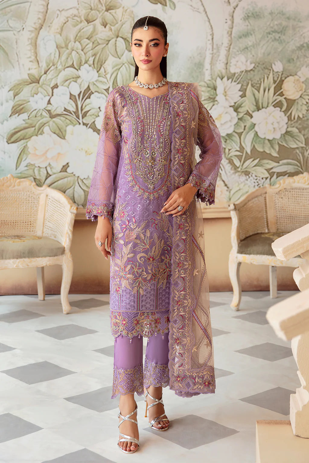 M-1207 | Ramsha Minhal Organza Collection Vol 12