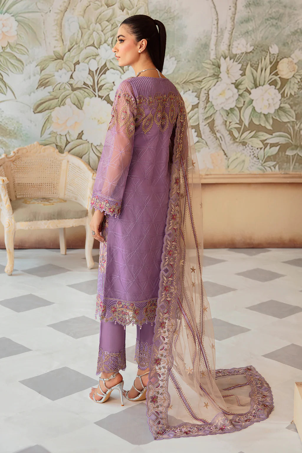 M-1207 | Ramsha Minhal Organza Collection Vol 12