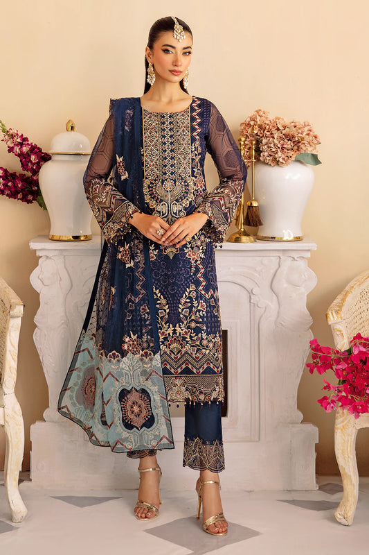 M-1209 | Ramsha Minhal Organza Collection Vol 12