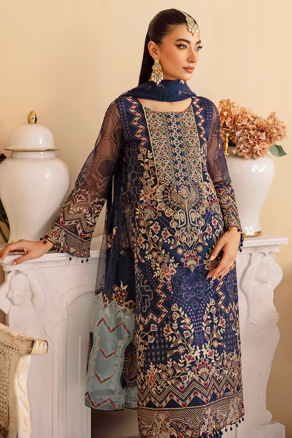 M-1209 | Ramsha Minhal Organza Collection Vol 12