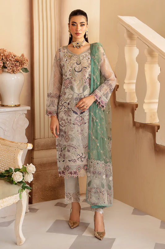 M-1202 | Ramsha Minhal Organza Collection Vol 12