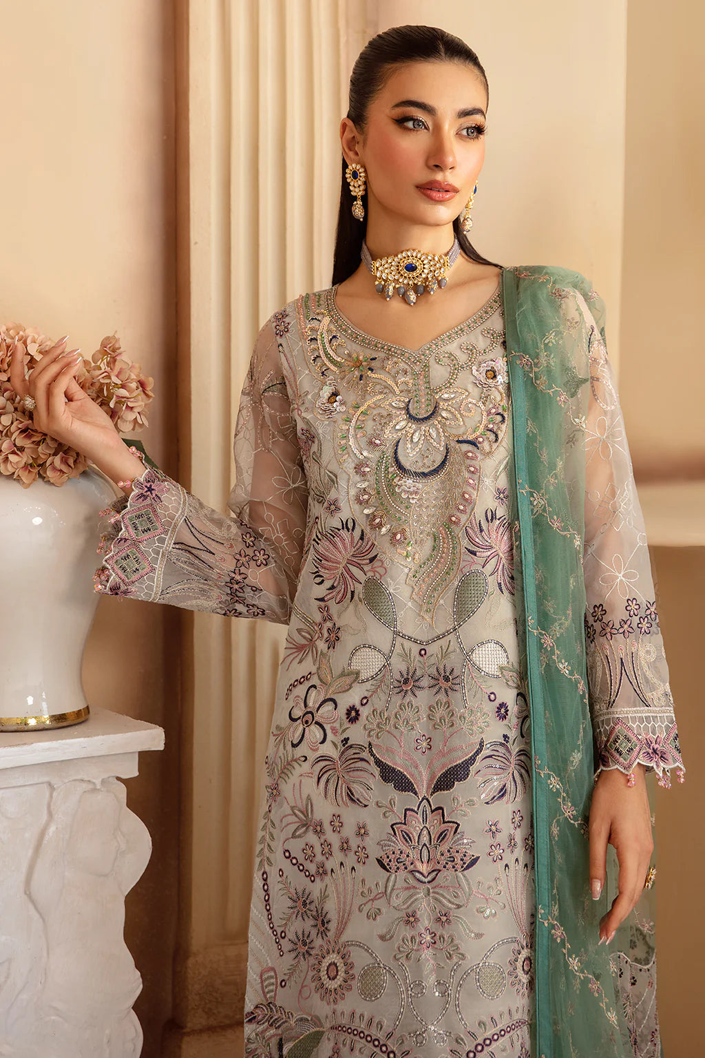 M-1202 | Ramsha Minhal Organza Collection Vol 12