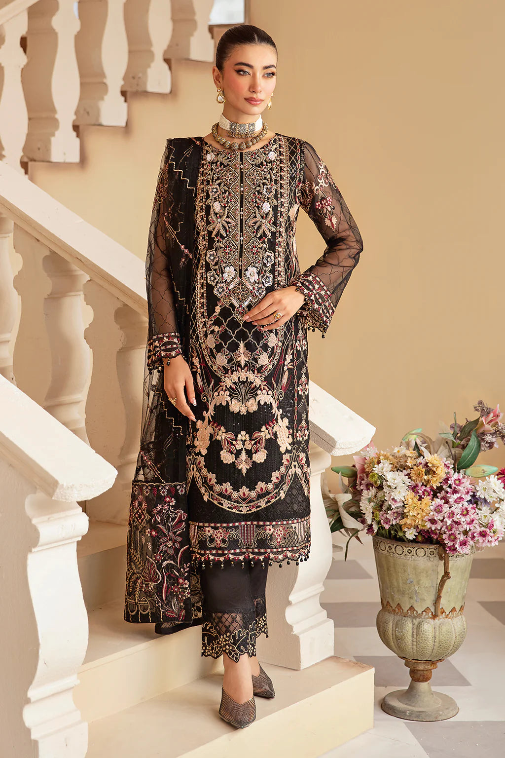 M-1205 | Ramsha Minhal Organza Collection Vol 12