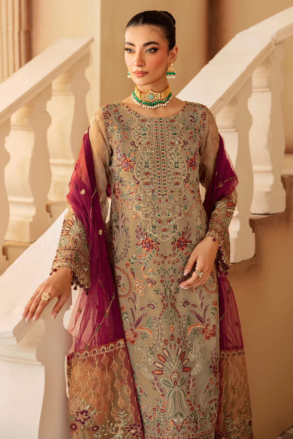M-1208 | Ramsha Minhal Organza Collection Vol 12