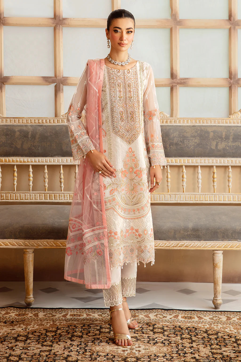 M-1203 | Ramsha Minhal Organza Collection Vol 12