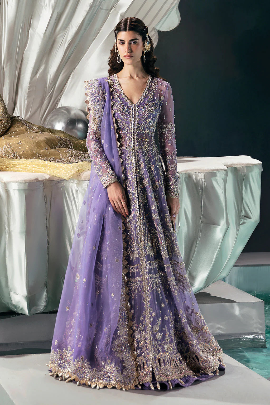 Maria B Afrozeh – Eloah | Lilac Organza Embroidered Peshwas & Embellished Dupatta