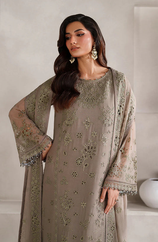 Zarif "Aabroo" (ZE-MT-08) – Luxury Boring Embroidered Chiffon 3-Piece Festive Suite