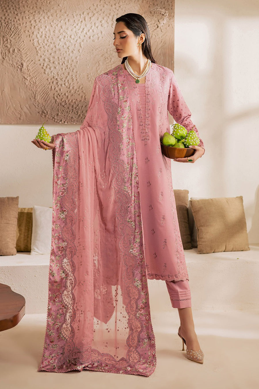 Nureh NE-216 – Luxury Embroidered Lawn Karandi 3 Piece Unstitched Suit | Chiffon Dupatta