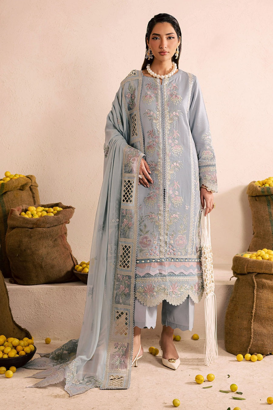 Nureh NE-217 – Luxury Embroidered Lawn Karandi 3 Piece Unstitched Suit | Chiffon Dupatta