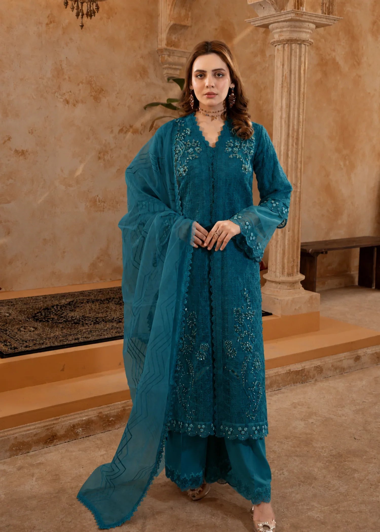 Manahils Festive/party wear collection | 181-Bondi Blue