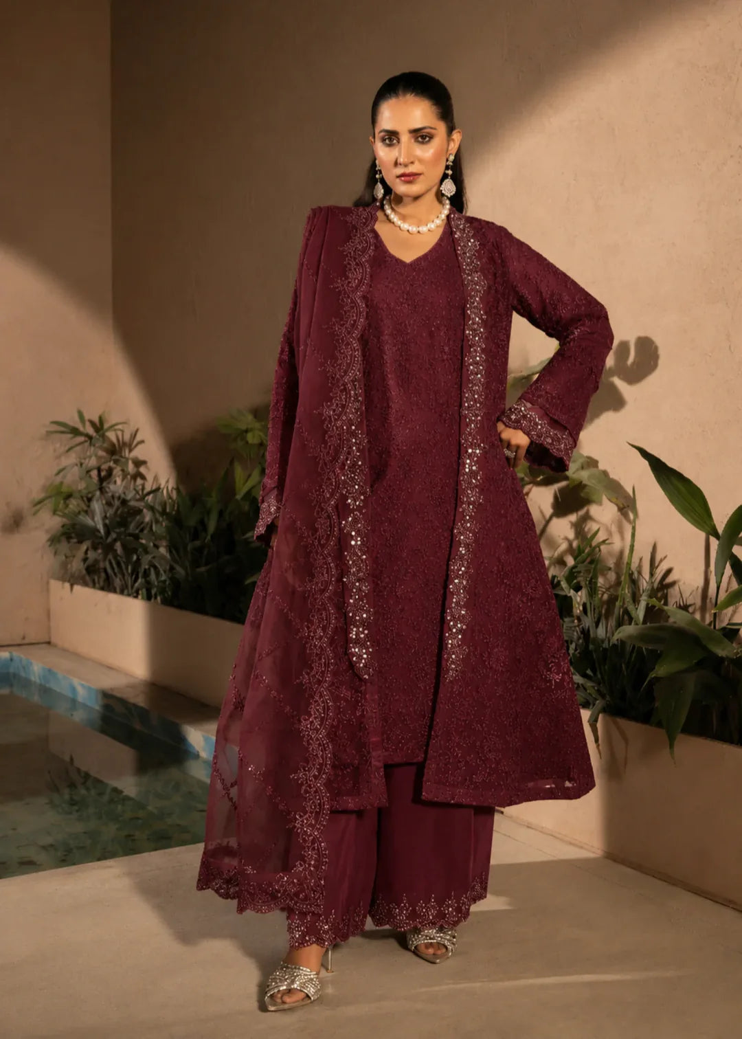 Manahils Festive/party wear collection | MAROON