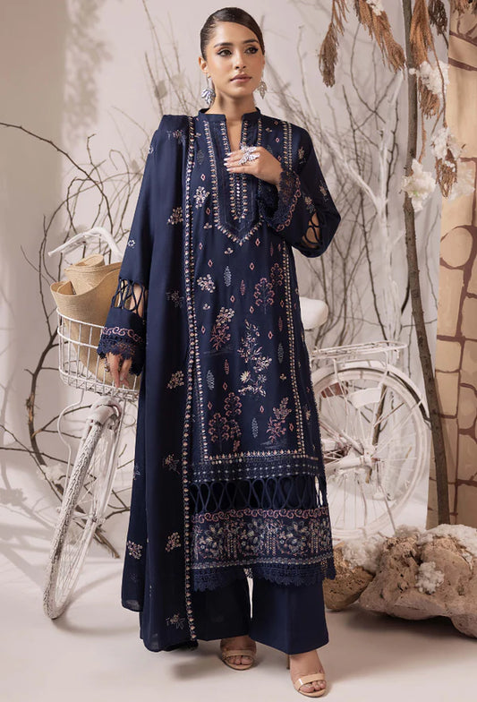 Irina D05 - Embroidered Peach Wool 3-Piece Unstitched Suit | Premium Winter Wear by Humdum