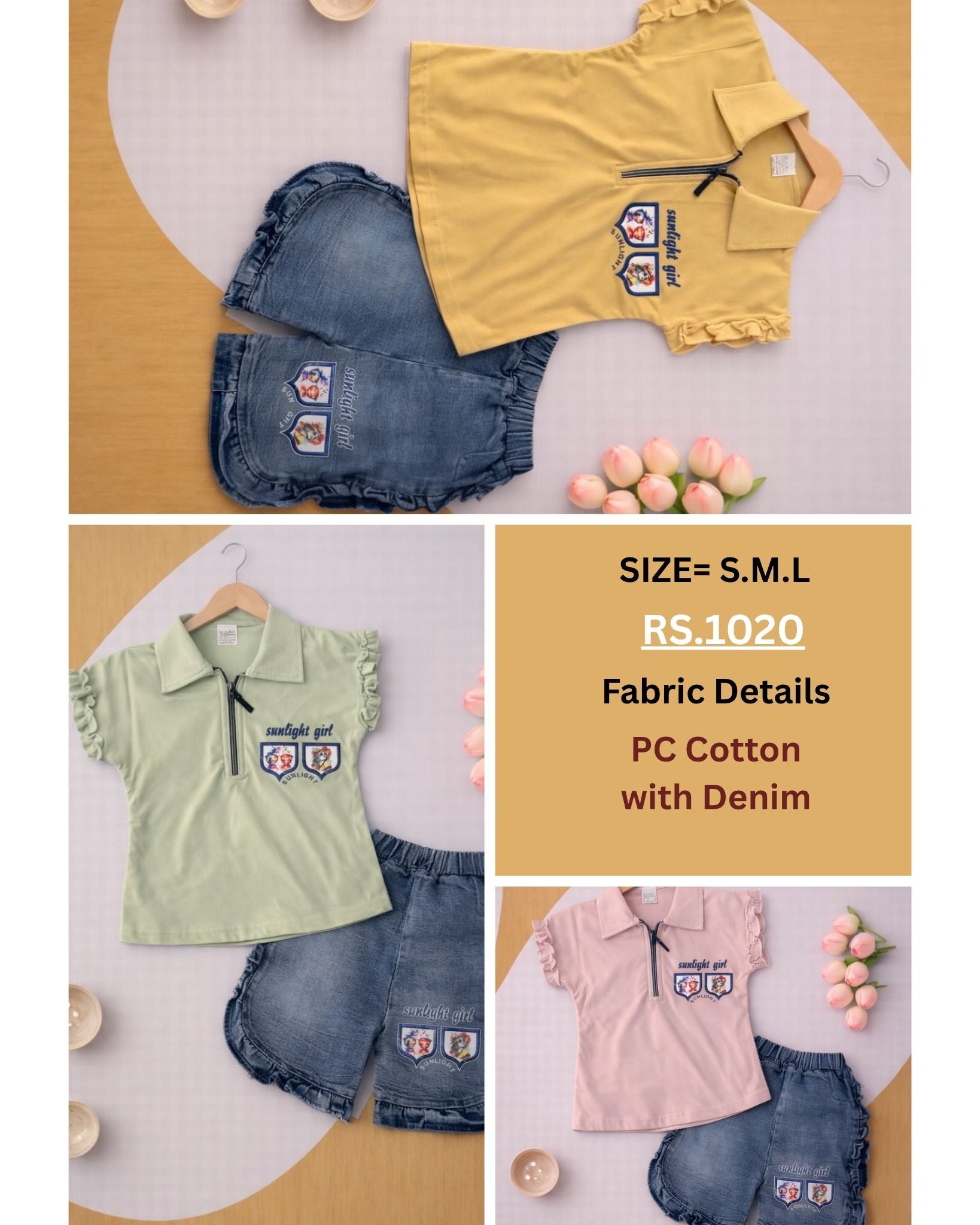 Girls Casual Summer Outfit K-34 | Top with Denim size 14 to18