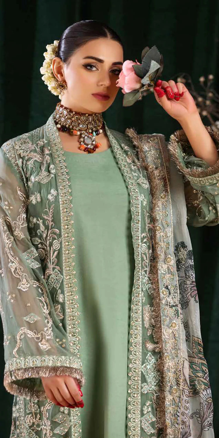 Riaz Arts Luxury Chiffon Wedding Formal Suit Vol-01 | 4PC Unstitched with Silk Dupatta