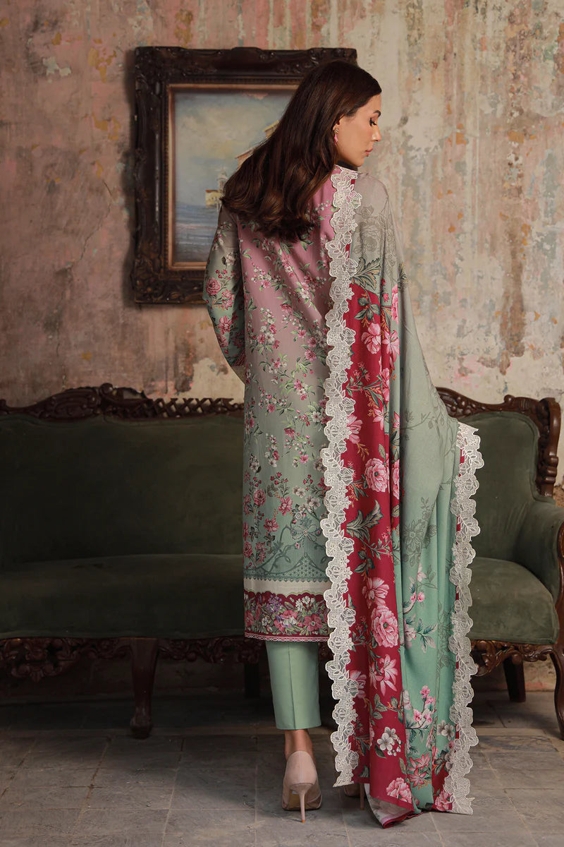 Sahar Winter '25 - Aurora Bloom (Green) Embroidered & Printed Cotton Viscose Suit