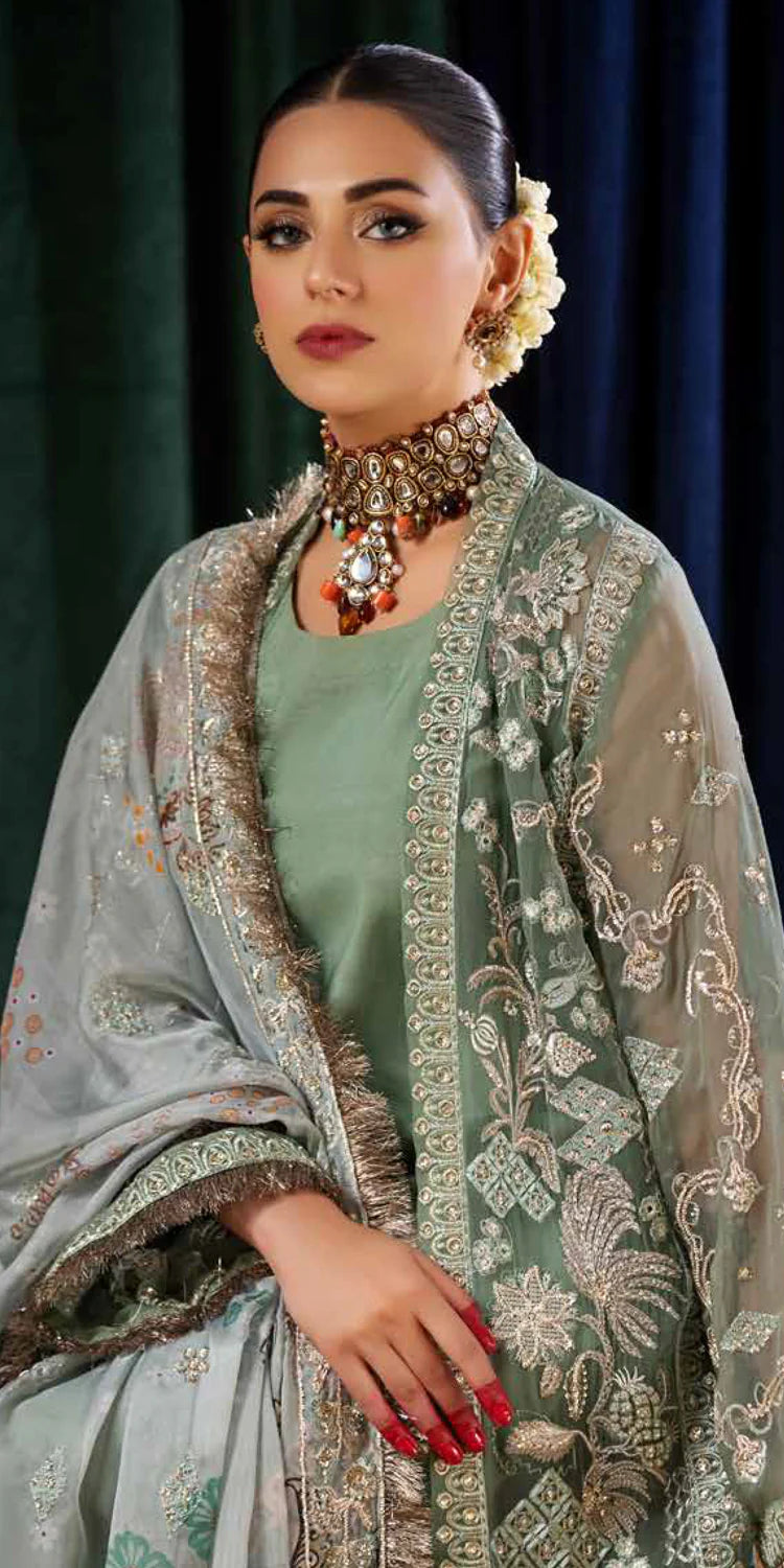 Riaz Arts Luxury Chiffon Wedding Formal Suit Vol-01 | 4PC Unstitched with Silk Dupatta